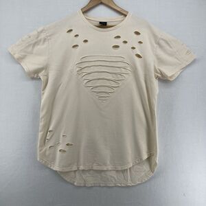 Men’s Krome T shirt size XL Distressed Off White Hi/ Low